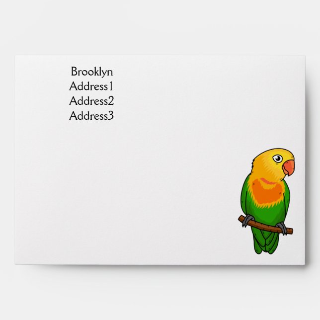 Enveloppe Perroquet de caricature mignon lovebird (Devant)