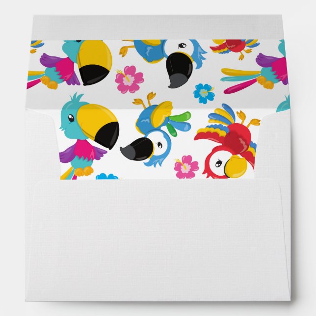 Enveloppe Perroquets colorés, Perroquets tropicaux, Oiseaux, (Dos (Bas))