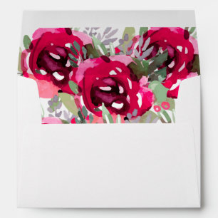 Enveloppe Personnalisé 5 x 7 Aquarelle rose Fleurs de Jardin