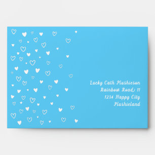 Enveloppe Personnalisé Kawaii Cute Blue Hearts Snail Mail