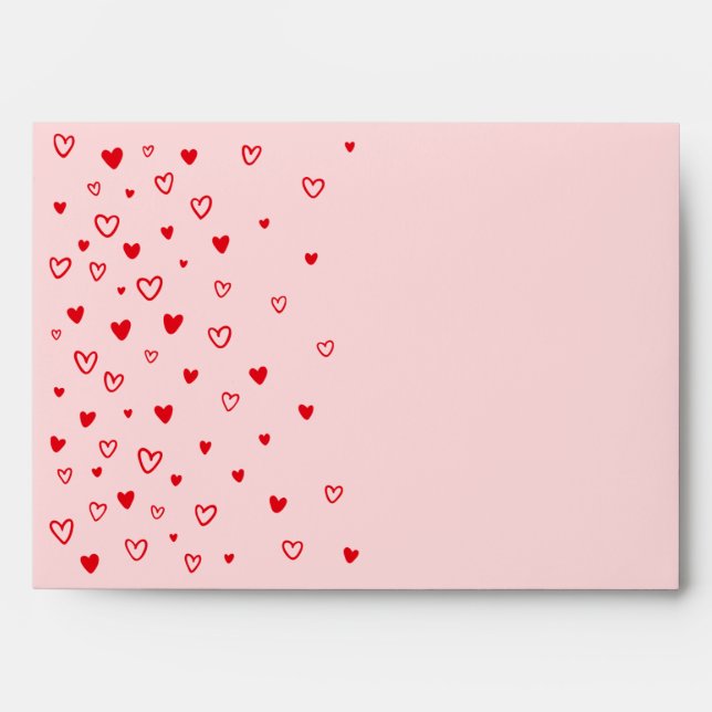 Enveloppe Personnalisé Kawaii Cute Red Hearts Aimer Valentin (Devant)