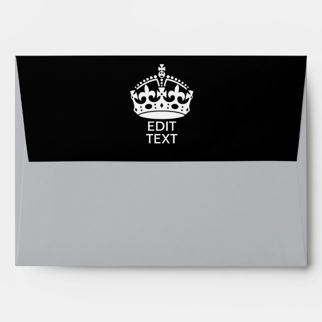 Enveloppe Personnalisé KEEP CALM CROWN Modifier le texte (Dos (Haut rabat))