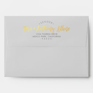 Enveloppe PERSONNALISÉ RENVOI ADRESSE faux feuille or script