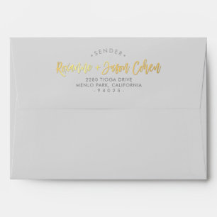Enveloppe PERSONNALISÉ RENVOI ADRESSE faux feuille or script