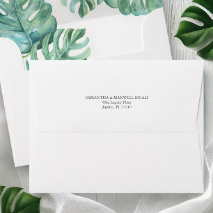 Enveloppe personnalisée aquarelle verte et blanche