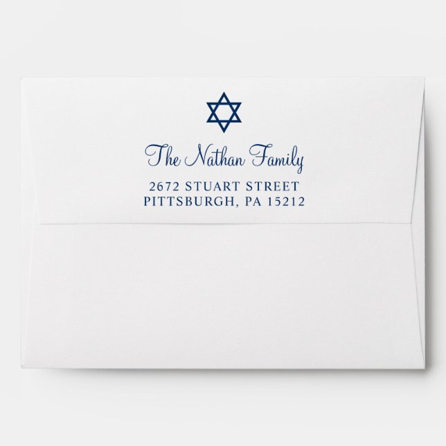 Enveloppe personnalisée Barre Mitzvah pour invitat (Dos (Haut rabat))