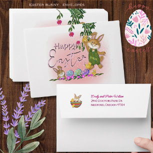 Enveloppe personnalisée Coo lapin de Pâques et adr