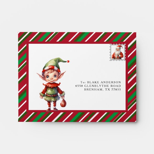 Enveloppe personnalisée de Noël Elf (Devant)