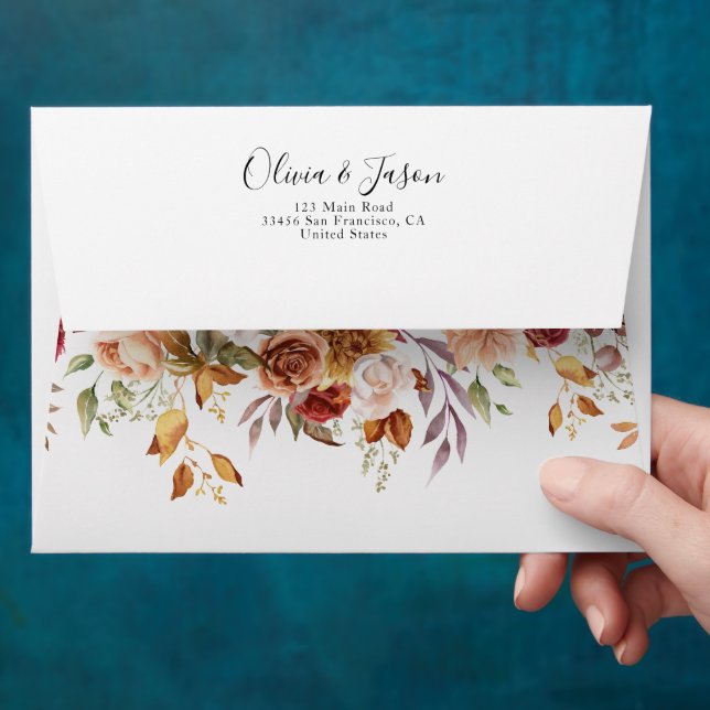 Enveloppe personnalisée du Mariage floral Automne (Hand)