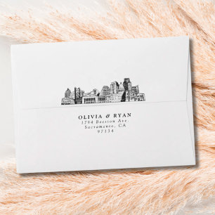 Enveloppe personnalisée Sacramento Skyline Sketch