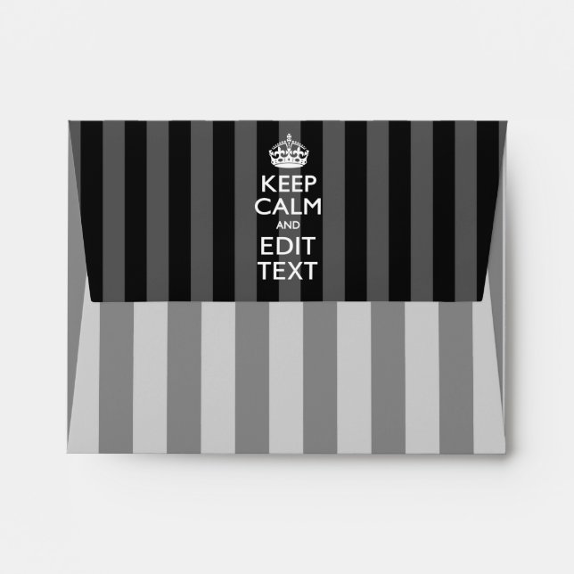 Enveloppe Personnalized KEEP CALM Your Text on Black Stripes (Dos (Haut rabat))