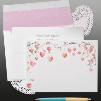 Enveloppe Pétales de cœur roses