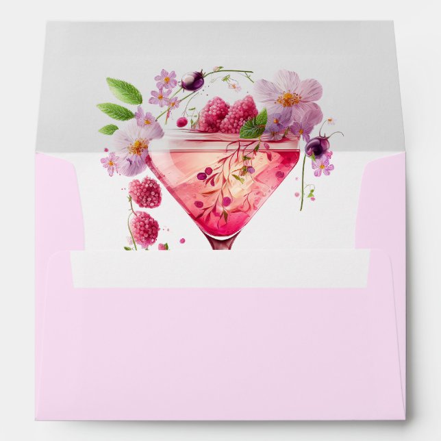 Enveloppe Pétales et Prosecco Fête des mariées florale rose  (Dos (Bas))
