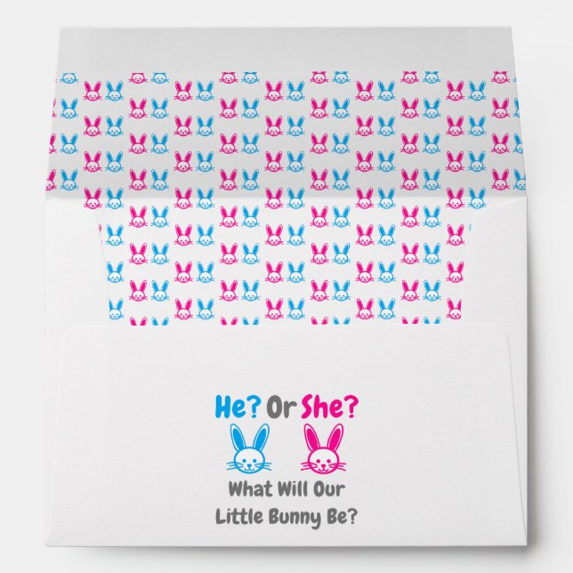 Enveloppe Petit Bunny Gender Reveal (Dos (Bas))