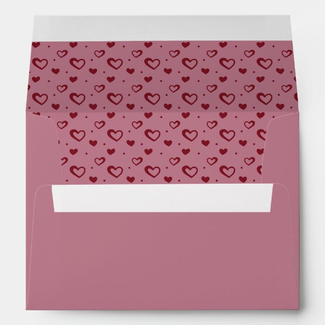 Enveloppe Petit coeur romantique mignon rose bordeaux (Dos (Bas))