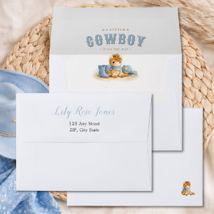 Enveloppe Petit Cowboy En Route Fête De Bébé Bleue