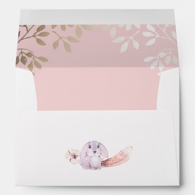 Enveloppe Petit lapin or et rose mignon (Dos (Bas))