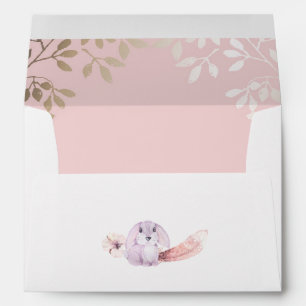 Enveloppe Petit lapin or et rose mignon
