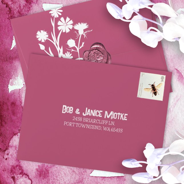 Enveloppe Petit rose mauve, Bat mitzvah préadressé RSVP (mauve pink red bat mitzvah rsvp card envelopes smaller envelopes for reply enclosure cards)