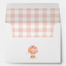 Petite Citrouille Baby Shower Rose à Carreaux