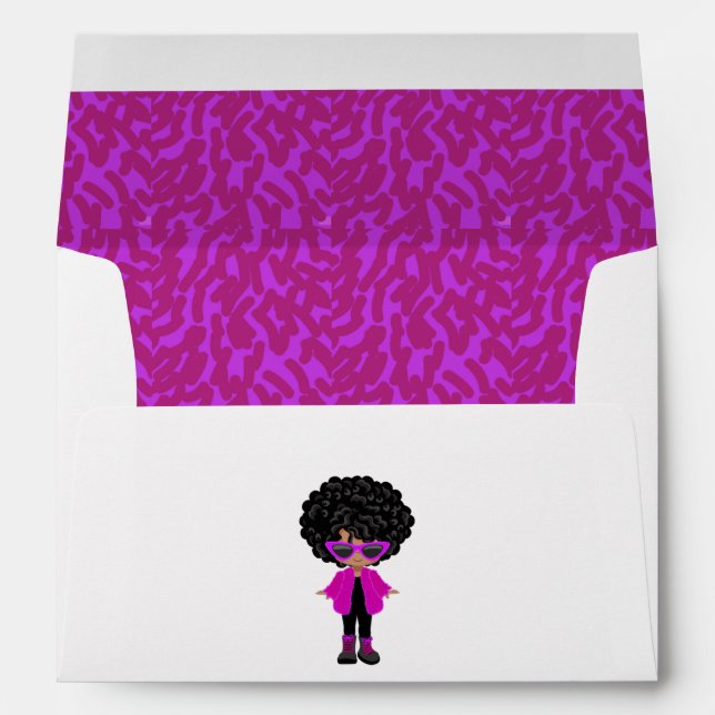 Enveloppe Petite Fashion Black Girl Party Invitation (Dos (Bas))
