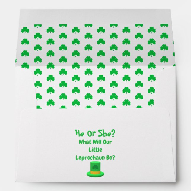 Enveloppe Petite révélation de genre Leprechaun (Dos (Bas))
