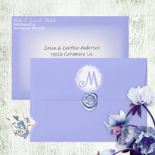 Enveloppe Phoque bleu clair préadressé 5x7 Monogramme