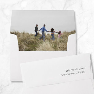 Enveloppe photo de famille élégante avec adresse d