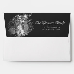 Enveloppe Photo de mariage à coup de pinceau moderne   Noir 