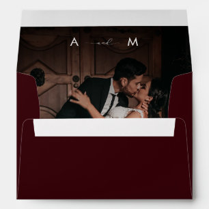 Enveloppe Photo décoloré foncé Monogramme Élégant Mariage Bo