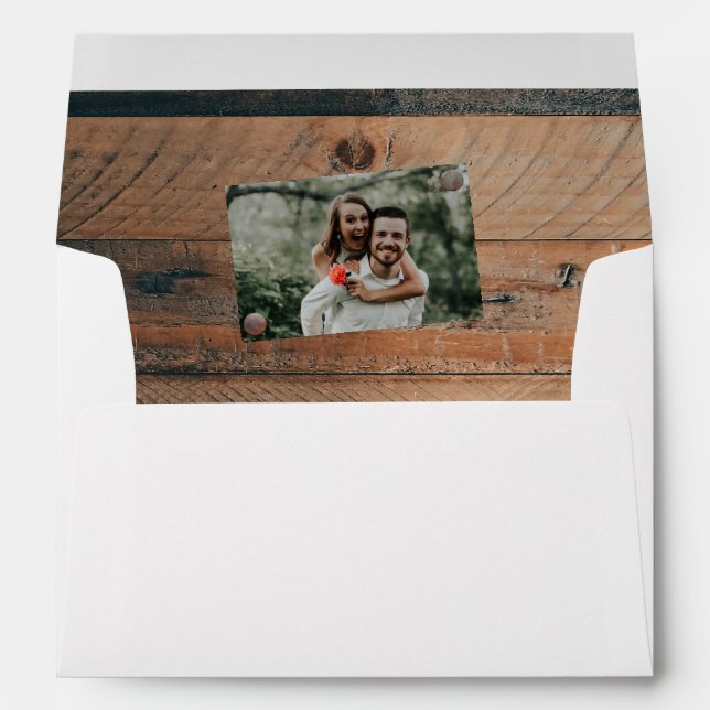 Enveloppe Photo en bois rustique 5x7 Faire-part de mariage (Dos (Bas))