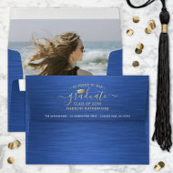 Enveloppe Photo et retour Adresse Blue Gold White Graduation