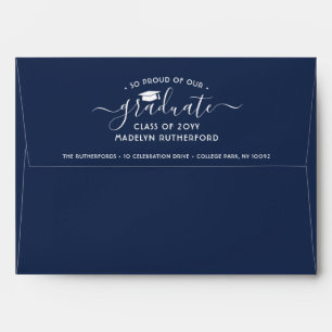Enveloppe Photo et retour Adresse Marine Blue White Graduati