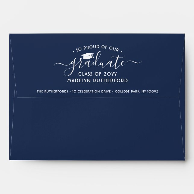 Enveloppe Photo et retour Adresse Marine Blue White Graduati (Dos (Haut rabat))