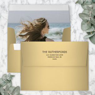 Enveloppe Photo Lined Adresse de retour Elegant Gold Ombre