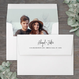 Enveloppe Photo Linked Modern Script Retourner Adresse Maria