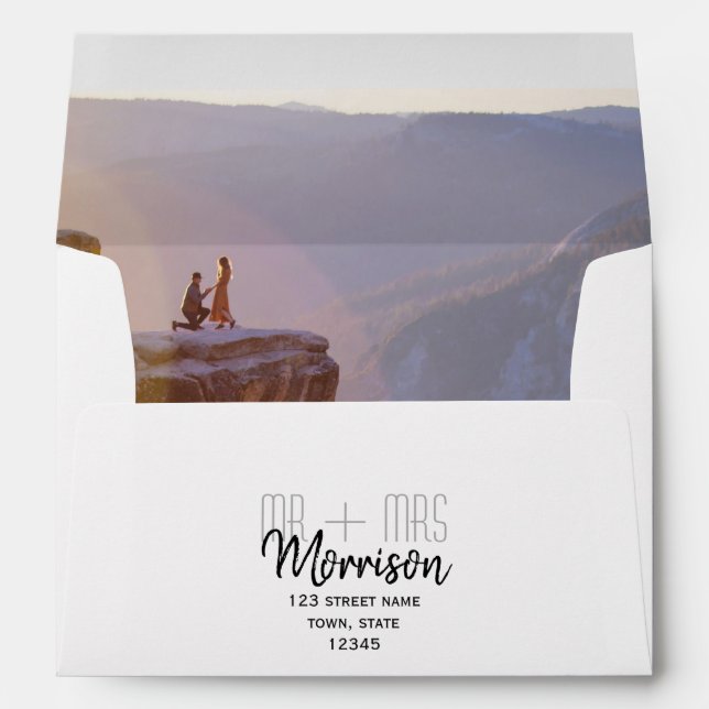 Enveloppe Photo Modern Script Mariage Adresse de retour (Dos (Bas))