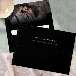 Enveloppe Photo Overlay Nom de retour Adresse Mariage noir