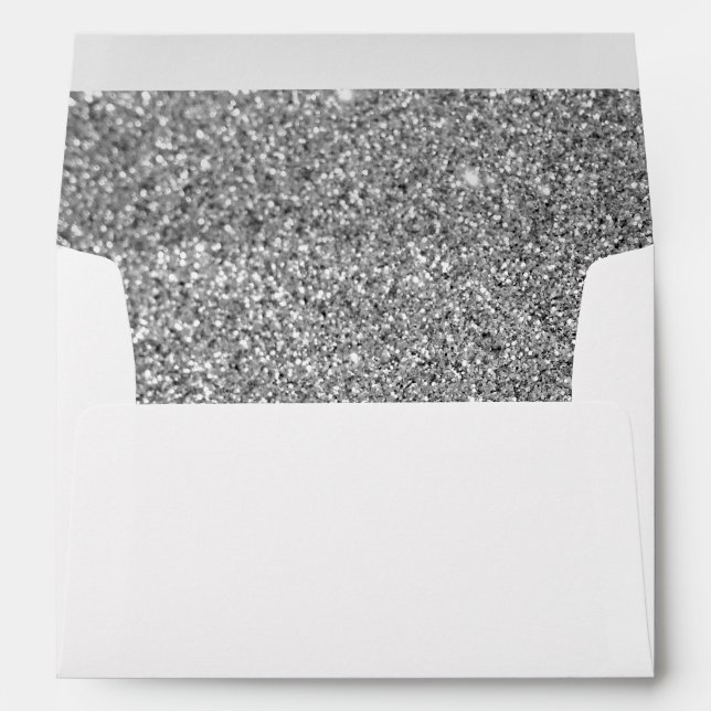 Enveloppe Photo Parties scintillant en argent Faux (Dos (Bas))