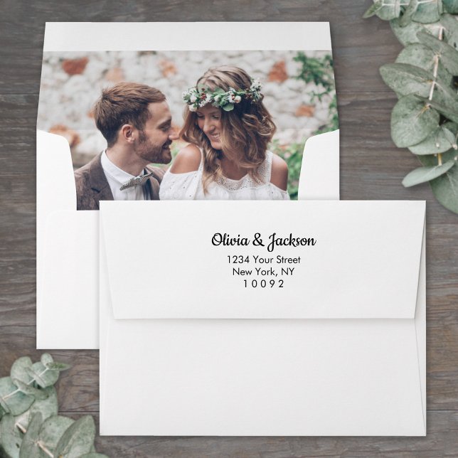 Enveloppe Photo Pre-Addressed Modern Elegant Script Mariage (Créateur téléchargé)