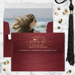 Enveloppe Photo & retour Adresse Bourgogne & Gold Graduation