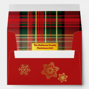 Enveloppe Photo Tartan Plaid Noël