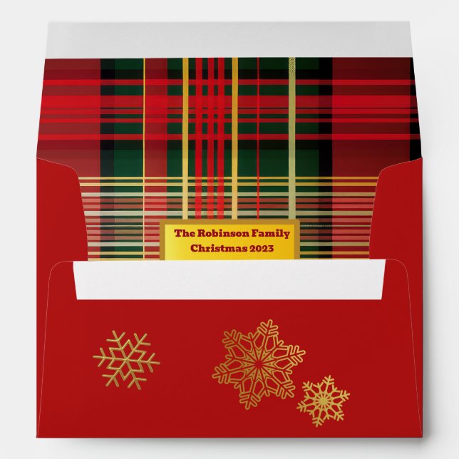Enveloppe Photo Tartan Plaid Noël (Dos (Bas))