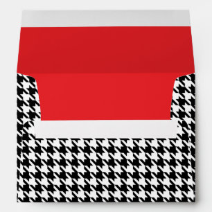 Enveloppe Pied-de-poule noir et blanc avec le mariage rouge