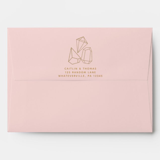 Enveloppe Pierres d'or Blush Faire-part de mariage rose (Dos (Haut rabat))