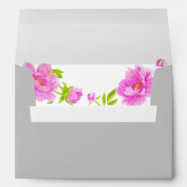Enveloppe Pies roses Floral Argent Adresse de retour (Dos (Bas))