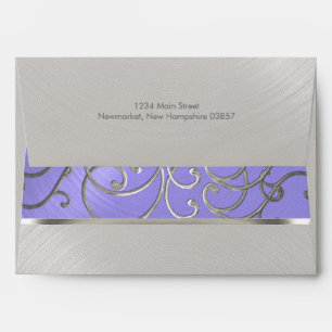 Enveloppe Pinces Filigree d'Argent Violet Quinceanera