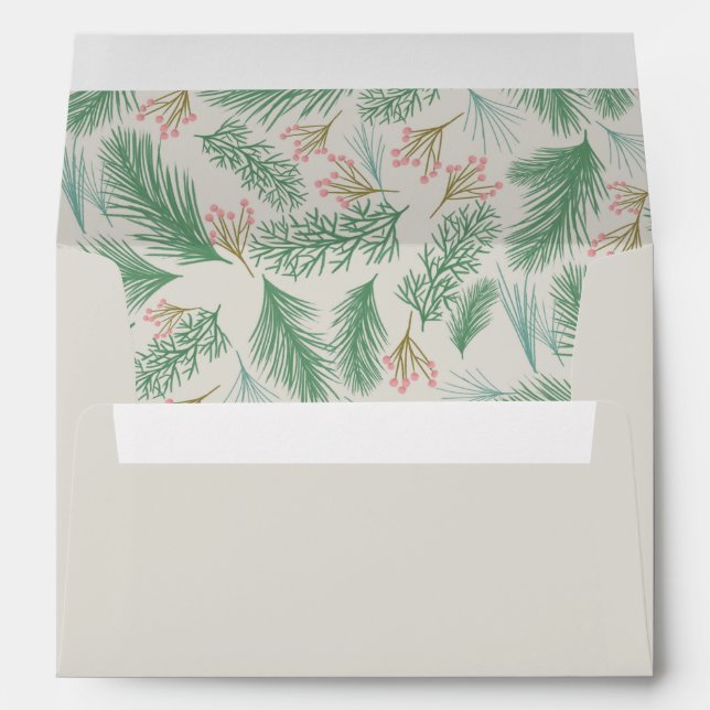 Enveloppe Pine Berries Noël Holiday 5x7 Beige (Dos (Bas))