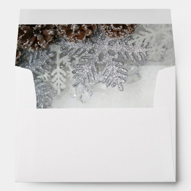 Enveloppe Pine Cônes, Flammes de neige Vacances Blanches (Dos (Bas))