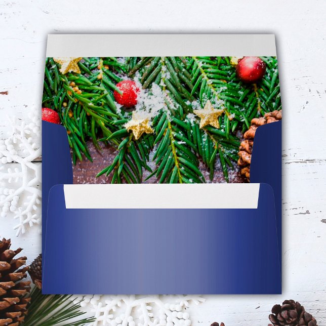 Enveloppe Pine Needles Blue Christmas  (Pine Needles Blue Christmas Envelope by the Olde Christmas Shoppe)
